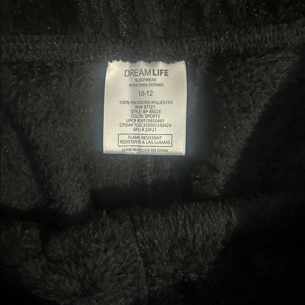 Dream Life sleepwear plush pajama pants x2, like new size 10/12 black & gray - Picture 3 of 4